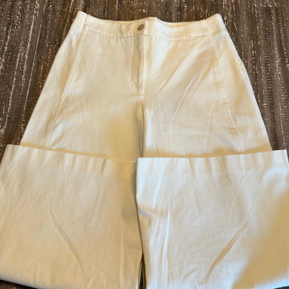 Ann Taylor Wide Leg Dress Pants Slacks Office Business Pale Yellow Womens Size 2